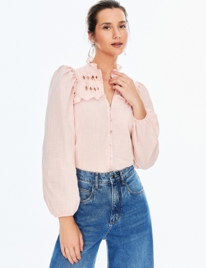 Camisa Manga Bufante Susan Azul | Delight Store