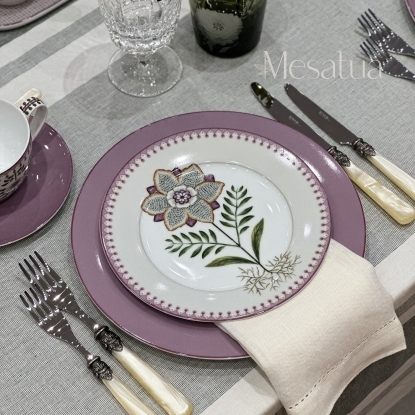 Prato Sobremesa 21 cm Antico Doccia Oriente Italiano Porpora