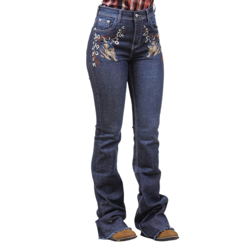 usa 70s Wrangler Boot cut 花柄 ヒッピー Calça Jeans Feminina Azul Boot Cut com Elastano Original Wrangler