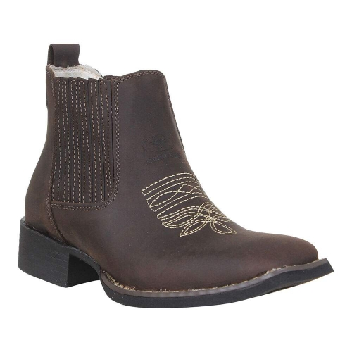 Botina Unissex Couro Marrom Zebu 35197 - Rodeo West
