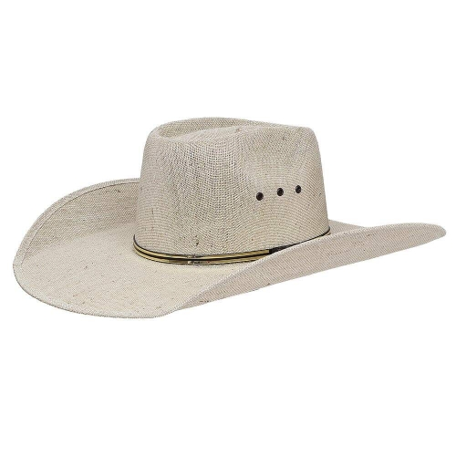 Chapéu Country Copa Alta Bandinha de Couro Marrom Texas Diamond