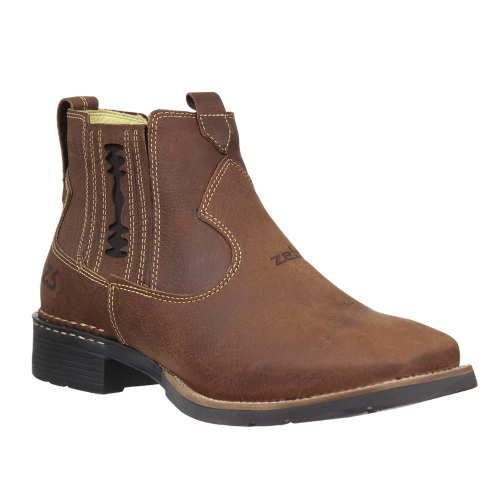 Botina Masculina Bico Quadrado Marrom Zebu 33568 - Rodeo West