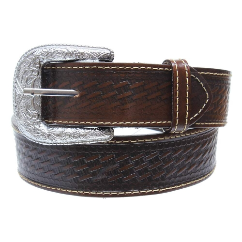 Cinto de Couro Bordado Marrom Cow Way 36247 - Rodeo West